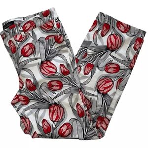 Brooks Brothers Women’s White Floral Tulip Print Cropped Tapered Leg Pants